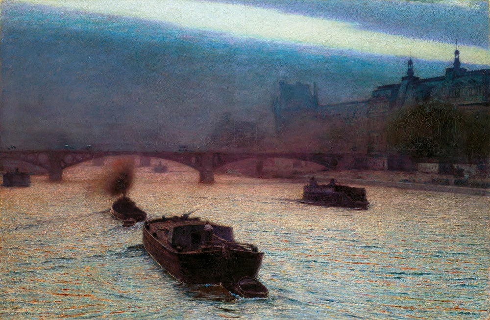 Aleksander Gierymski (1850-1901) ; Soir sur la Seine, étude (Wieczór nad Sekwaną, studium) ; 1892-1893 ; huile sur toile ; 33 x 55 [47 x 68 x 6] © Copyright by Ligier Piotr / Musée national de Varsovie (Muzeum Narodowe w Warszawie)